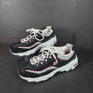 Skechers D'Lites Life Saver Sneaker Pink/Black Leather/Textile 11860 Womens10